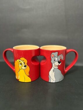 Disney Red Lady & Tramp Heart-Connecting Mugs